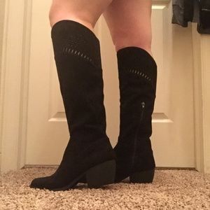 Women's Suede Knee-High Heeled Boots